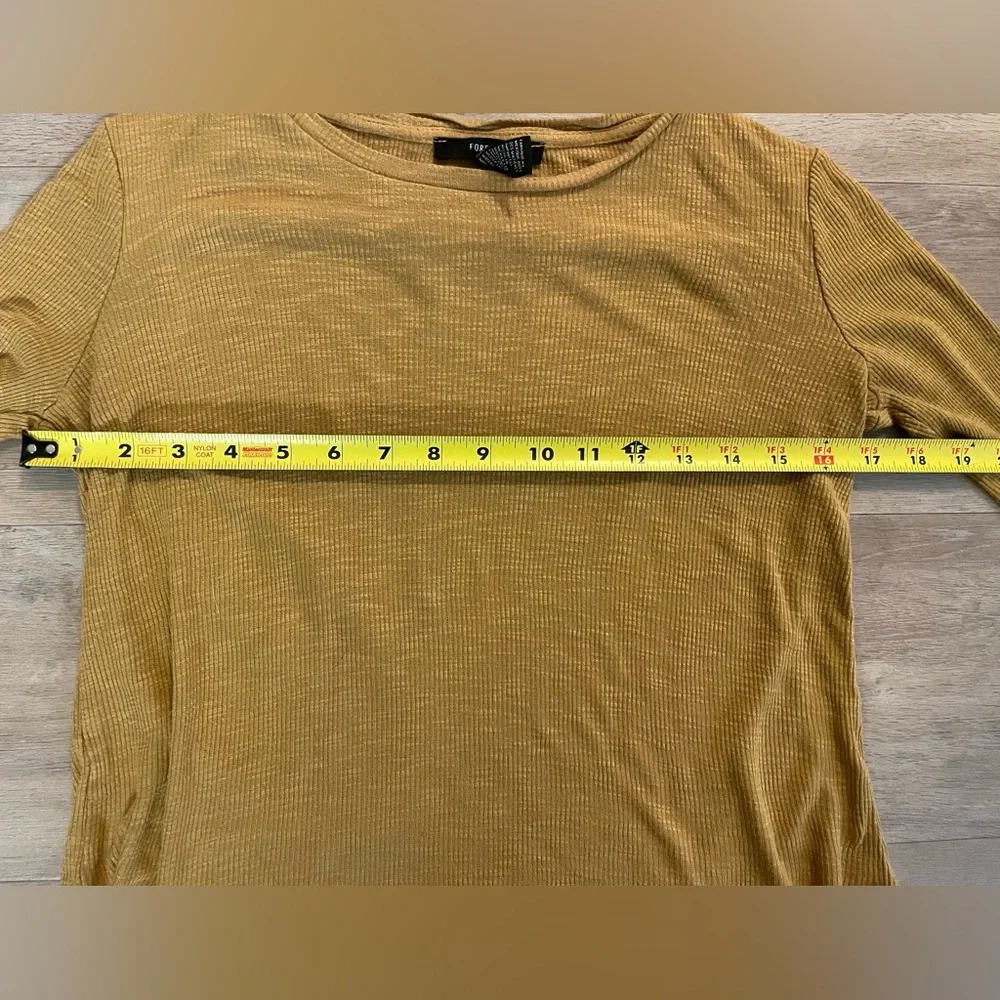 Forever 21 Honey / Mustard Yellow Ribbed Lightweight Long Sleeve Shirt, Small - Picture 5 of 9